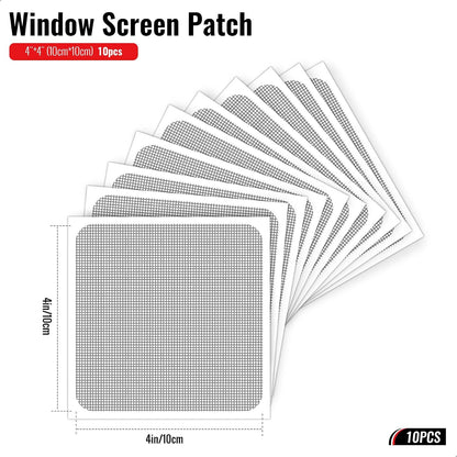 Matenf Window Screen Repair Patches, 4" x 4", 10 PCS, Black | 3-Layer Sticky Mesh Patches, Invisible Budget-Friendly, Tool-Free Waterproof Fix for Screen Tears, Holes and Pet Scratches