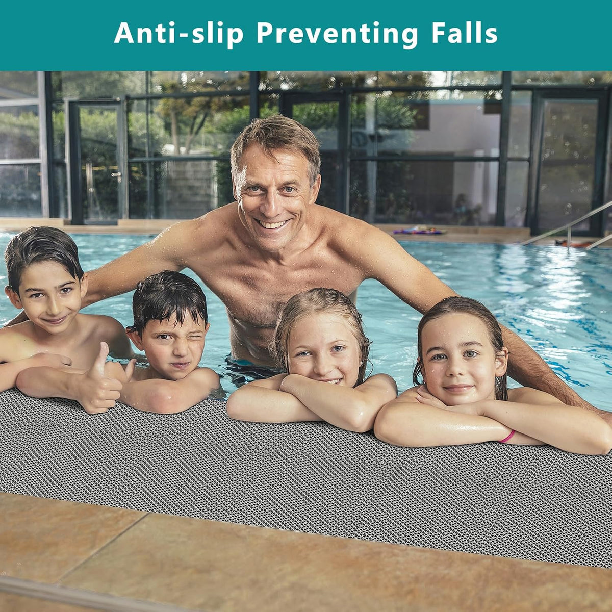WochiTV Non Slip Drainage Mats PVC Pool Floor Mat 0.23'' Thick Outdoor Indoor Parking Space Mat for Bathroom Garage Basement Backyard Commercial Kitchen 3x16.6Ft