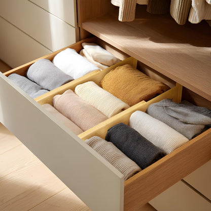 VaeFae 6-Pack Adjustable Bamboo Drawer Dividers, Expandable Drawer Organizer for Kitchen Utensils, Clothes, Bathroom, Office – Fits Drawer Interiors 16.6" to 21.8"