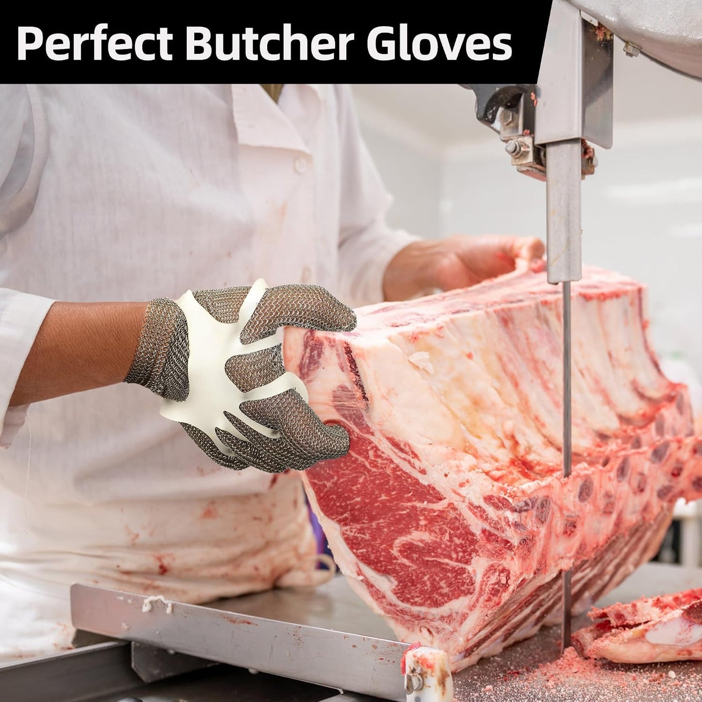 Schwer A9 Cut Resistant Metal Mesh Chainmail Glove, PM5201, 1 Pack, L | 316L Stainless Steel, Food Grade, Adjustable Wrist Clasp, Butcher Glove, Meat Cutting, Food Processing, Oyster Shucking