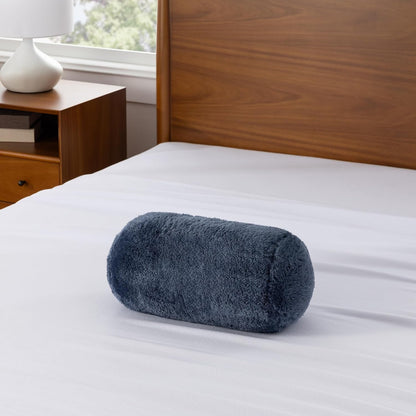 Berkshire Cervical Neck Roll Pillow with Extra-Fluffy™ Removable Cover, Multi-Purpose Bolster Cushion for Couch, Office & Travel, One Size 13.5" x 7.5", Smoke