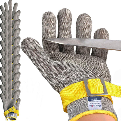 Dowellife ANSI A9 Cut Resistant Glove Food Grade, Stainless Steel Mesh Metal Knife Cutting Glove for Butcher Oyster Shucking Kitchen Mandoline Chef Slicing Fish Fillet (Medium)