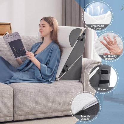 5PCS Wedge Pillow Set for After Surgery,Bed Pillow for Sleeping | Memory Foam Orthopedic Back Pillow for Pain Relief and Acid Reflux, Adjustable Sitting Up for Bed Post Surgery Pillow Green