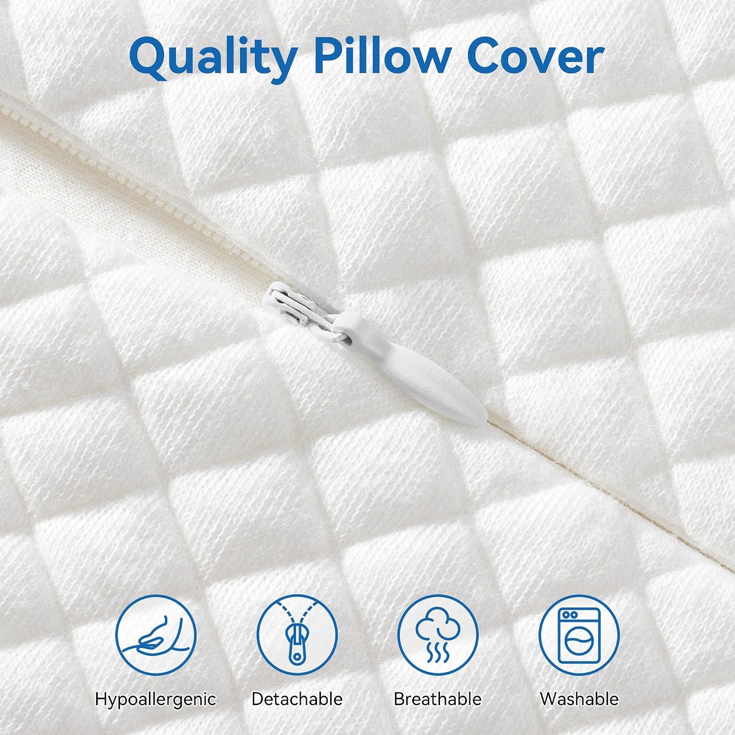 Contour Memory Foam Cervical Pillow for Neck Pain Relief, White | Orthopedic neck support | Standard size | side/back/stomach sleep | cervical alignment | two height choices | washable cover
