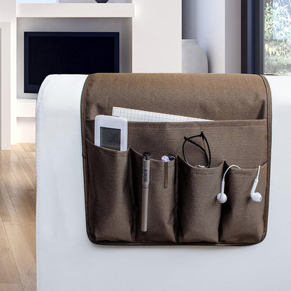 5 Pockets Remote Control Holder, Magazine Rack, Space Saver Organizer, Draped Over Sofa, Couch, Recliner Armrest