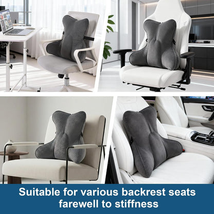 Lumbar Support Pillow(Pat. Pend) – Multi-Functional Ergonomic Back Cushion for Sofa Chair, Car Seat & Sofa, Reading Pillow with Firm Multi-Zone Support to Relieve Lower Back Pain, Misty White