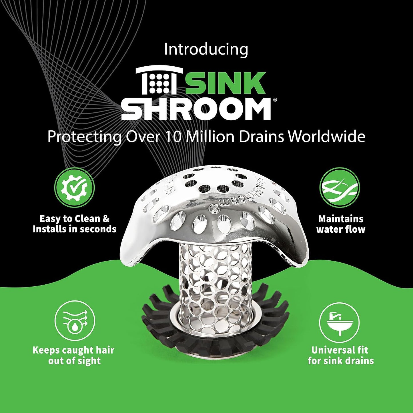 SinkShroom Ultra Revolutionary Bathroom Sink Drain Protector, Stainless Steel