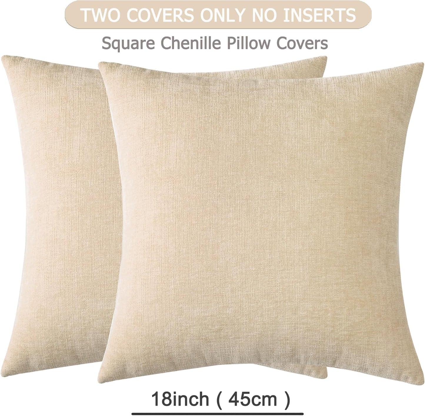 GAWAMAY Lumbar Support Pillow Decorative Rectangle Throw Pillow Covers 12"x20" Inch Set of 2, Soft Chenille Fall Pillowcase for Living Room Bedroom Sofa Couch Cushion Cover Grey 30x50cm (No Insert)