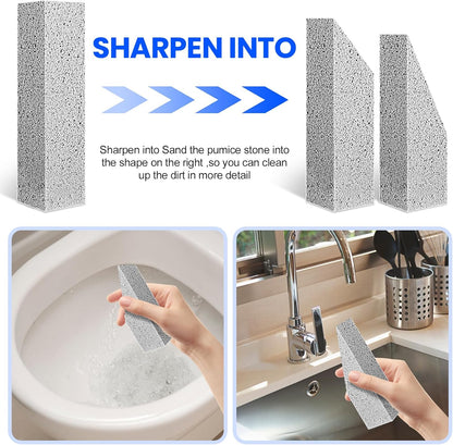 Riuja 6 Pack Pumice Stone Toilet Bowl Cleaner, Pumice Stone for Cleaning | Scouring Stick Removes Hard Water Ring & Rust Stain, Easy to Shape Powerfully Cleans Toilets, Ceramic, Grill, Tub, Pool, Sink