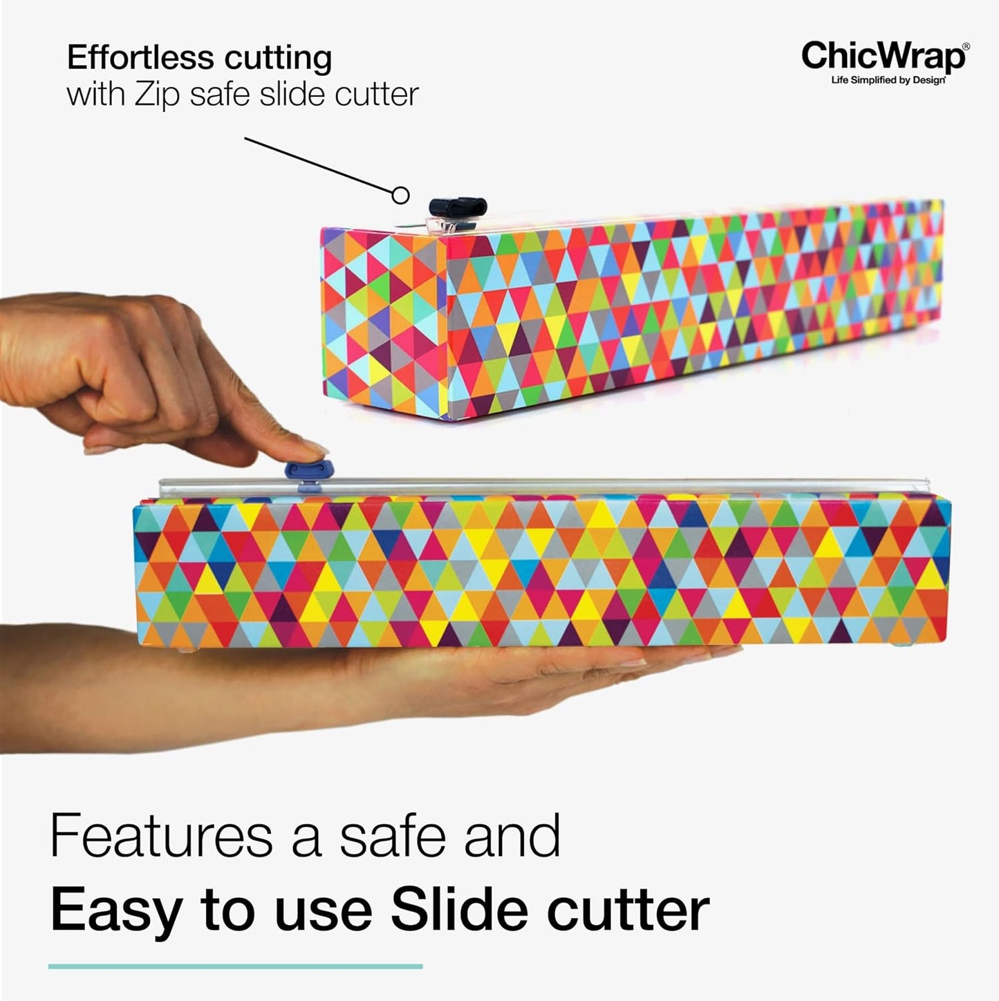 Chicwrap Veggies Refillable Plastic Wrap Dispenser - Includes One 12" x 250' Roll of Professional Grade Plastic Wrap - BPA Free and Kosher Certified - Reusable Dispenser w/Slide Cutter | Reusable Plastic Wrap Dispenser with Four Non-Slip Rubber Feet and