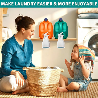 Detergent Drip Catcher, Laundry Detergent Cup Holder with Drip Catcher and Nozzle Switch, Fabric Softener Drip Tray for Liquid Detergent and Softener Bottles