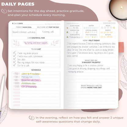 Clever Fox Self-Care Journal for Women, Daily Planner 5.8x8.3 Aquamarine | 3-month mental health journal, habit tracker, wellness journaling supplies for women & teen girls, gratitude & mood log