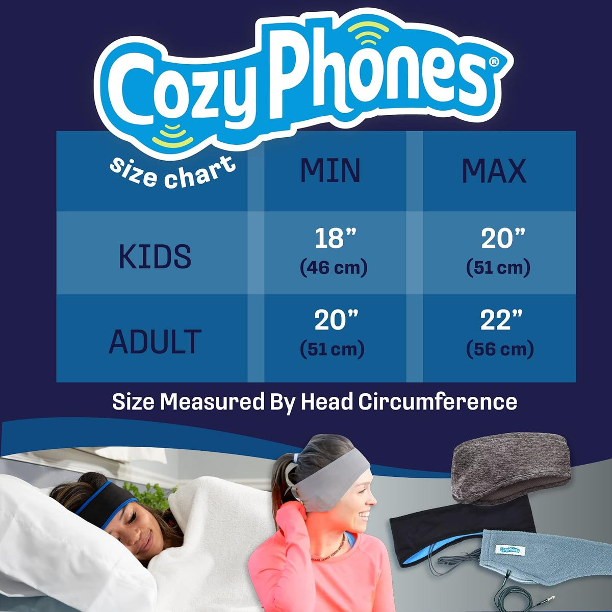 CozyPhones Sleep Headphones - Over Ear Headphones from Ultra Thin Cool Mesh Wired for Side Sleepers, Meditation, Running, Laptop, and Phone - White