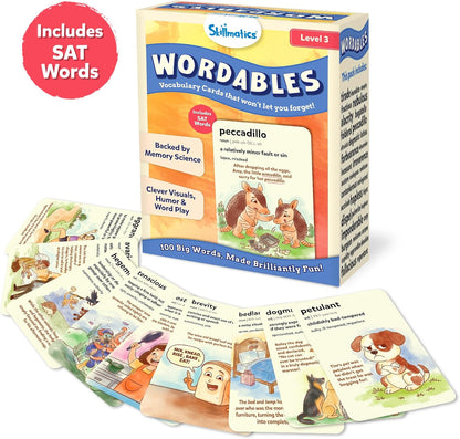 Skillmatics Vocabulary Flash Cards, SAT Prep – Wordables Level 3 | Screen-Free, Spelling Game, Learn 100 words with Wordplay, Visuals, & Soundplay, Learning Gift for Ages 8, 9, 10 & Up