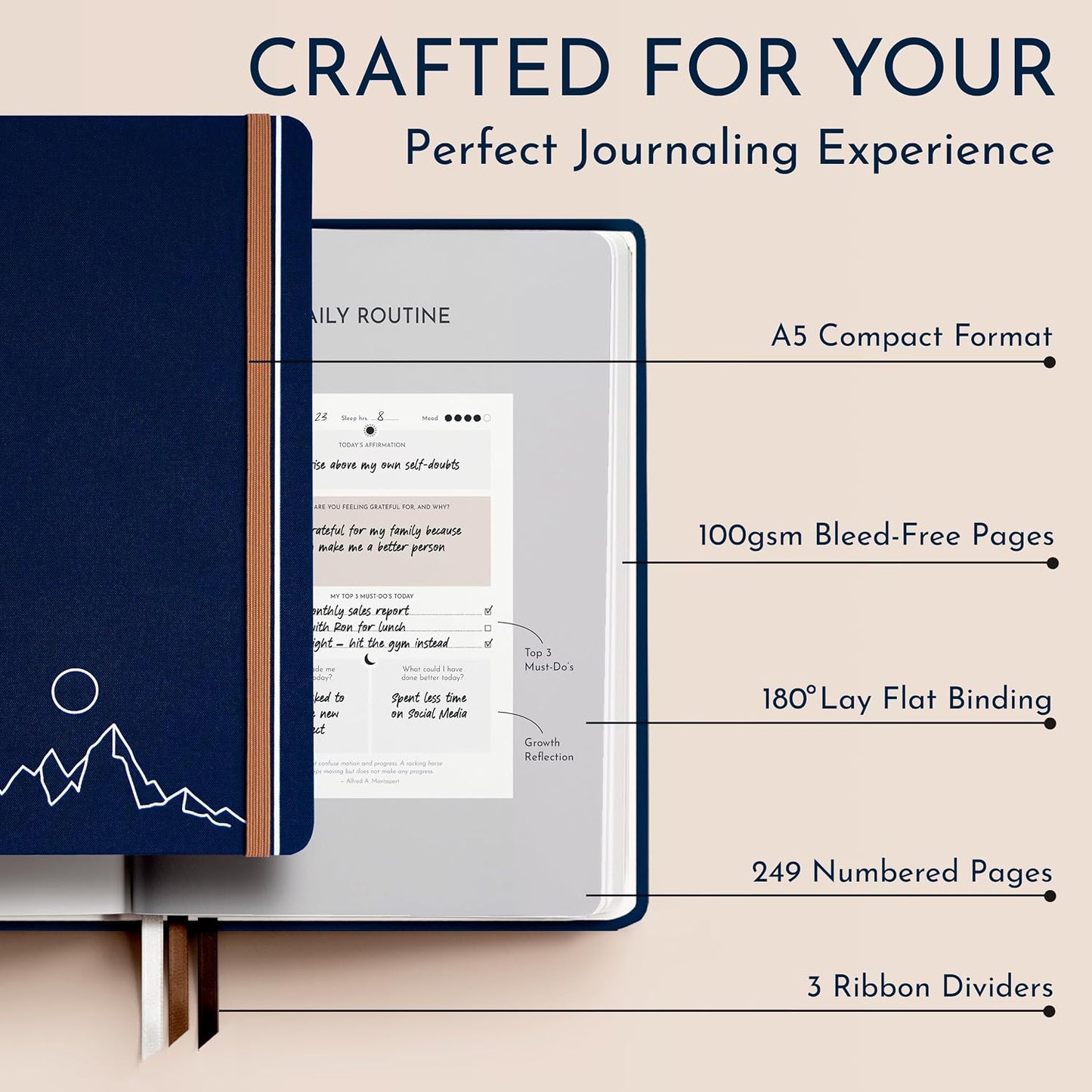 Premium Gratitude Journal for Men – 6 Month Guided Daily Prompts, Habit Tracker – Hardcover, 249 Pages, Lay Flat, 100gsm Paper – Mens Mindfulness Gifts, Mental Health, Self Mastery, Gift Boxed