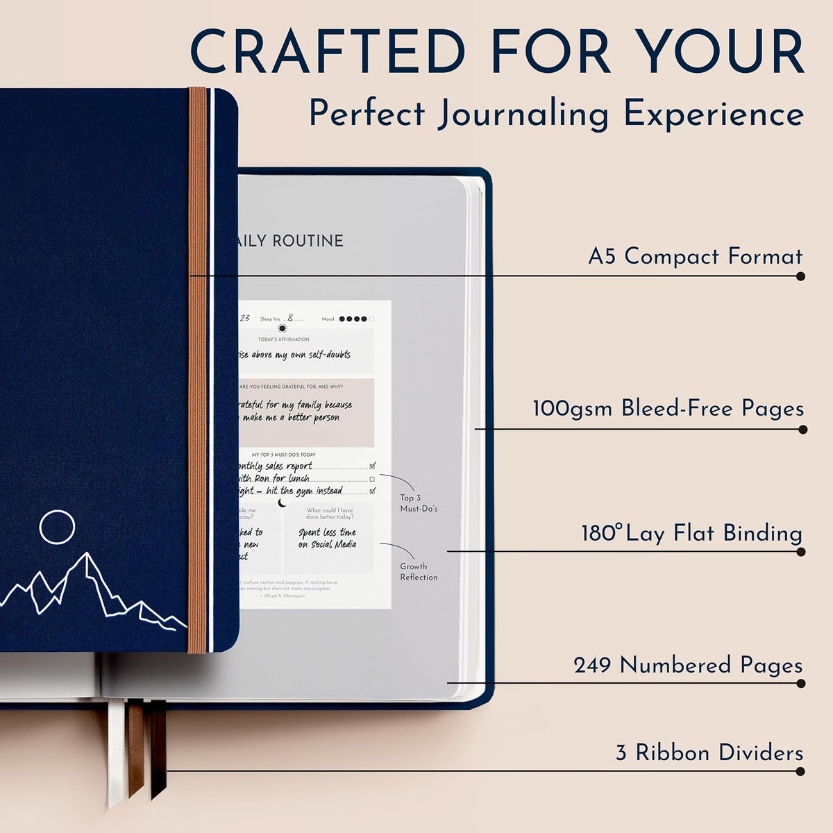 Gratitude Journal for Men, 6-Month Guided Daily Prompts, Fabric Hardcover