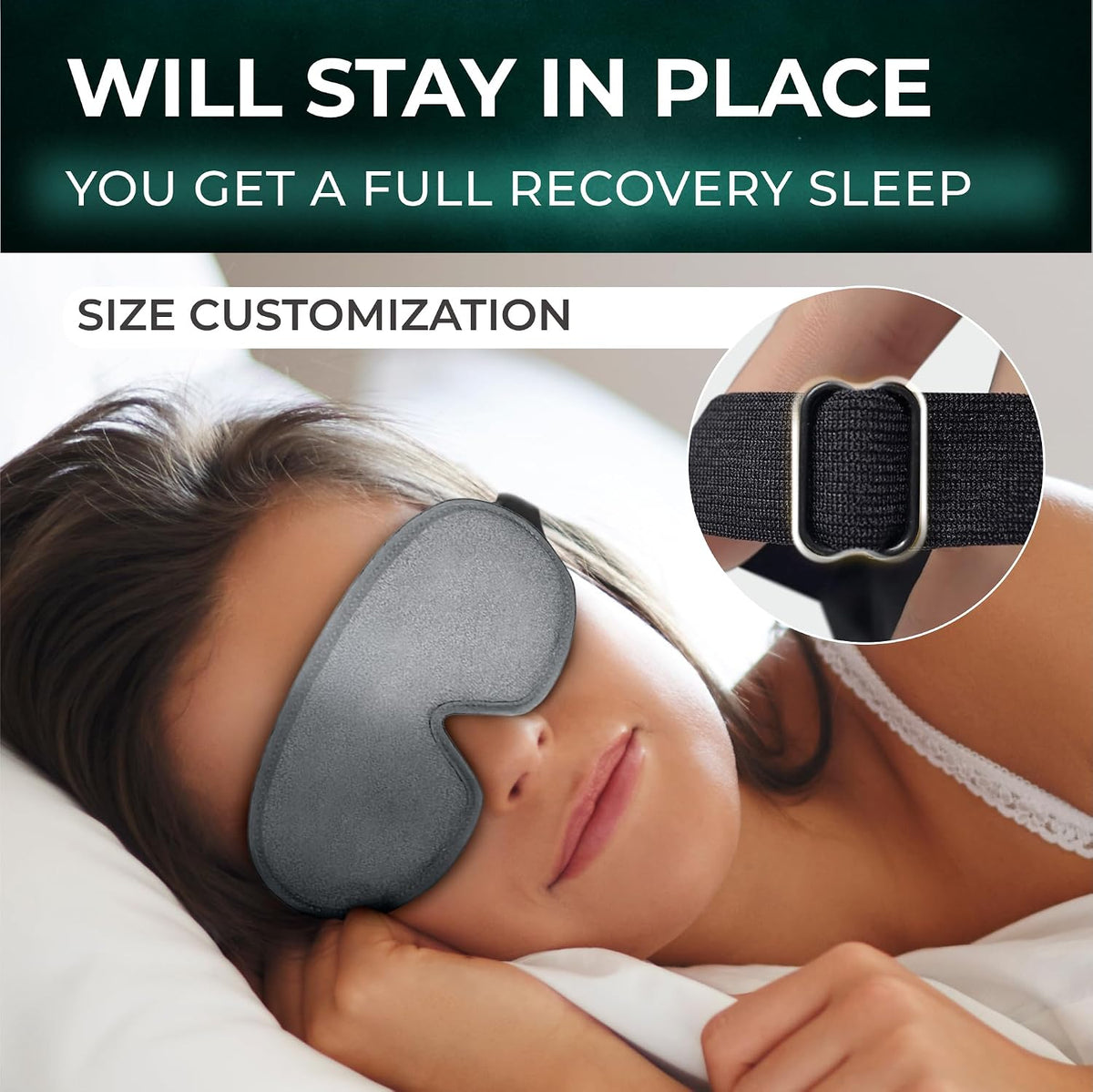 Peace&Quiet | PQ Sleep Mask for Side Sleepers - 3D Contoured Light Blocking Sleeping Mask for Women and Men, Lightweight & Soft Eye Shade Cover for Deep Rest, Premium Quality (Black)