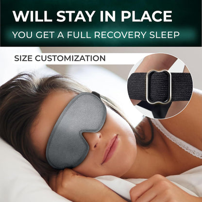 Peace&Quiet | PQ Sleep Mask for Side Sleepers - 3D Contoured Light Blocking Sleeping Mask for Women and Men, Lightweight & Soft Eye Shade Cover for Deep Rest, Premium Quality (Black)
