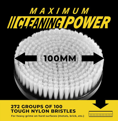 VViViD Drill Backing Plate + Power Scrub Brush Attachment, 150mm Diameter Large Surface Area, Medium-Stiffness Bristles