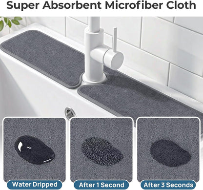PoYang 4 Pack Faucet Mat for Kitchen Sink Splash Guard, Long 24x5 Inch