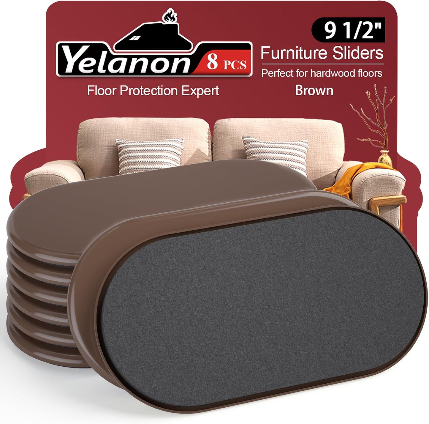 Furniture Sliders for Carpet – 8 Pcs 9.5" Beige Movers | Durable sliders for furniture on carpet. Easy moving pads glide over rug. Long-lasting for heavy furniture. Protects floors.