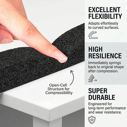 fowong AC Window Seal Foam Tape, 1" x 1" Thick Foam Weather Strip, Black | High Resilience Foam Tape Seals Large Gaps Around Ac Windows and Doors, 6.5ft x 2 Rolls, Strong Adhesive, Install in Minutes