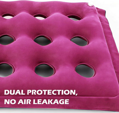 2-Pack Inflatable Waffle Cushion for Pressure Relief, Wheelchair Cushion for Pressure Redistribution, Portable Air Seat Cushions for Office Chair Car Seat, Breathable Seat Pad, Includes 1 Air Pumps