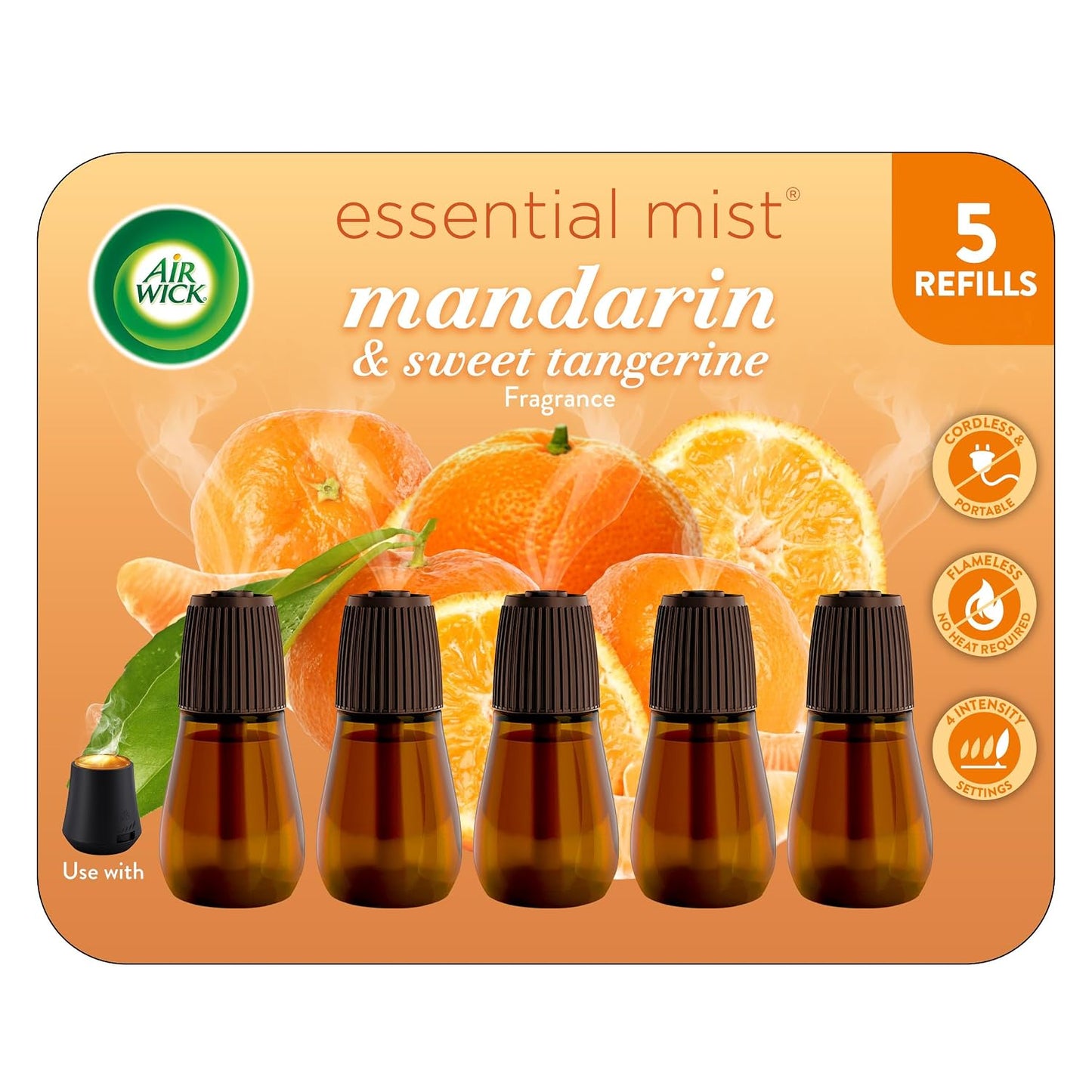 Air Wick Essential Mist Refill, 5 ct, Apple Cinnamon Medley, Essential Oils Diffuser, Air Freshener