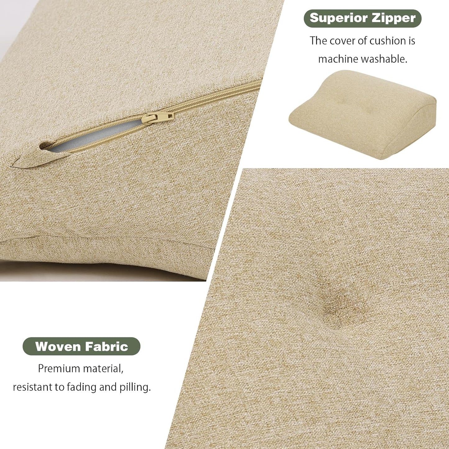 baibu Patented Dual-Layer Memory Foam Lumbar Pillow for Recliner, Brown | Large ergonomic back support for recliners, sofas and gaming chairs, with a removable machine-washable cover.