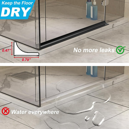 39Inch Shower Threshold Water Dam, Self-Adhesive Silicone Shower Barrier Water Stopper Shower Door Bottom Seal Strip Shower Splash Guard for Bathroom Kitchen Bathtub