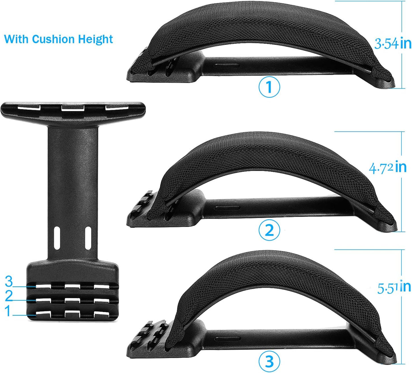 Multi-Level Back Stretcher Device, Lumbar Back Stretching Device, Memory Foam Lumbar Pillow Back Pain Support for Office Chair and Pain Relief(Blue)
