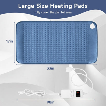 NBKLS Heating Pads for Back Neck Shoulder Pain, Electric Heating Pad Auto Shut Off, Fast Heat, Large Heating Pad Christmas Gift for Women Men, Birthday Gifts for Mom Dad (Blue)