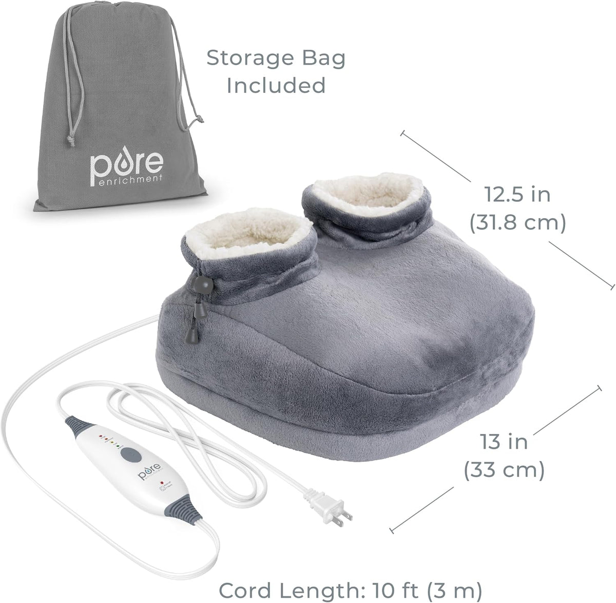 Pure Enrichment PureRelief Deluxe Foot Warmer, 4 Heat Settings, Universal Size