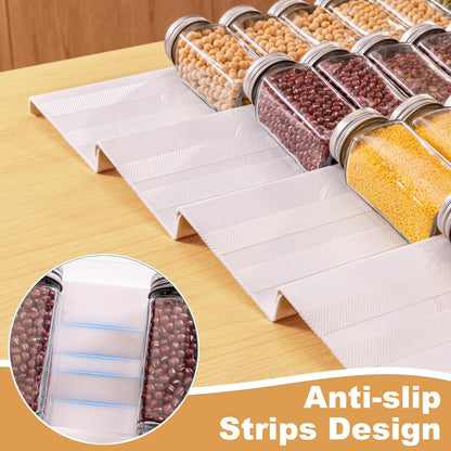 8-Pack Spice Drawer Organizer, Expandable Acrylic Seasoning Rack (13" to 26") with Anti-Slip Mat, Kitchen Spice Rack Holds up to 56 Jars (Jars Not Included)