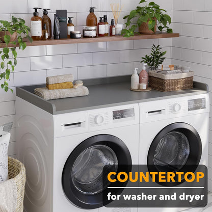 SpaceAid Washer Dryer Countertop, Laundry Wood Shelf Topper with Edge, 54" Width x 27.5" Depth Cover Guard Organizer for Washer and Dryer Laundry Hamper Counter Storage Organization (Black)