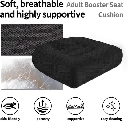 Height-Adjustable Seat Cushion-15.7x15.7x4.7inches Improved Model with Adjustable Height Breathable Nylon mesh Fabric Ergonomic Design Suitable for use in Cars, Offices, and Outdoors