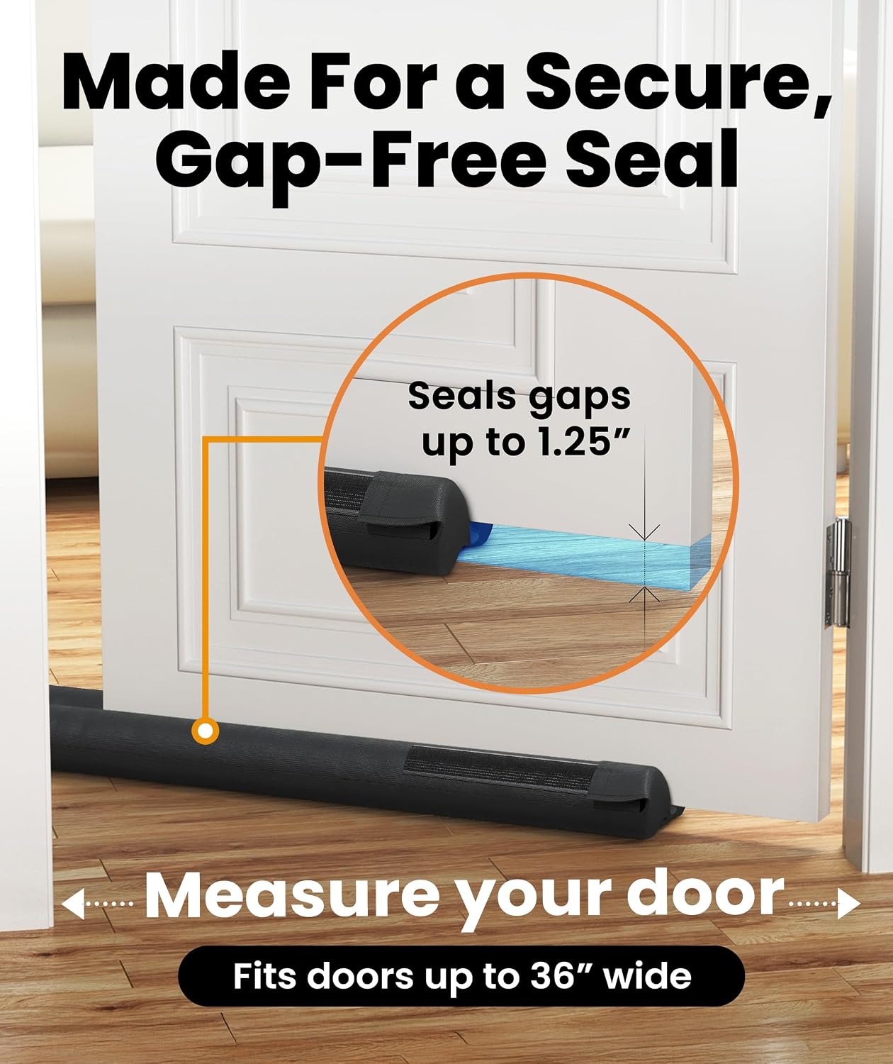 Everlasting Comfort 2 Sided Door Draft Stopper for Bottom of Door - Keeps Cold Air in & Heat Out, 100% Sound Proofing Strip Gap Filler, Quick Install Noise Blocker Sweep for Home - Fits 30"- 36" W