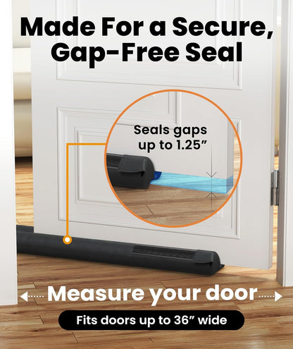 Everlasting Comfort 2 Sided Door Draft Stopper for Bottom of Door - Keeps Cold Air in & Heat Out, 100% Sound Proofing Strip Gap Filler, Quick Install Noise Blocker Sweep for Home - Fits 30"- 36" W
