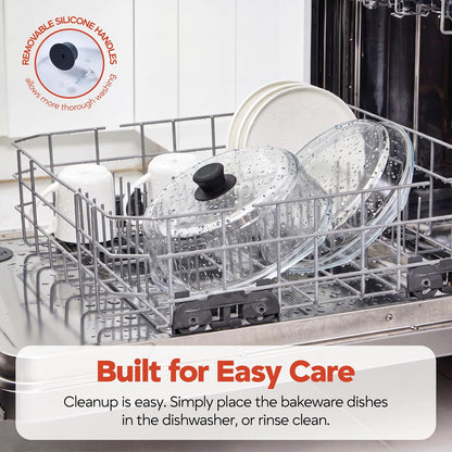 Bezrat 2in1 Glass Microwave Plate and Cover/Splatter Guard Lid, with Easy Grip silicone handle, 100% Food Grade, BPA Free and Dishwasher safe (Black)