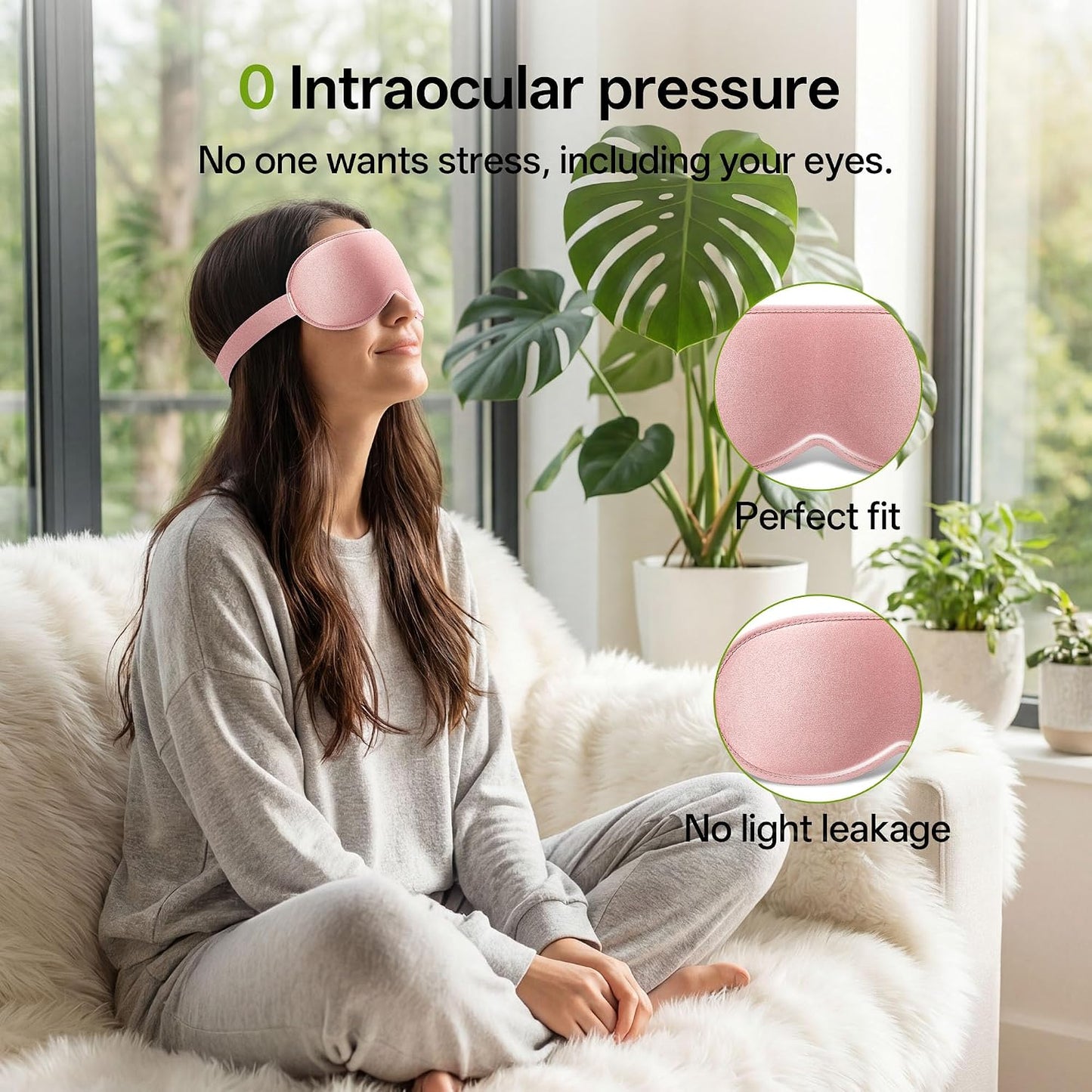 3D Sleep Eye Mask for Side Sleepers | Full Blackout, Zero Pressure, Lash Friendly, Adjustable Strap, Pink color