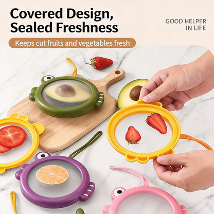 4pcs Fish-Shaped Silicone Food Storage Containers – Reusable Avocado Saver & Tomato Keeper Set – Airtight Fruit & Veggie Pods for Onion, Garlic, Lemon, Potato – Leak-Proof Freshness Lock for Fridge