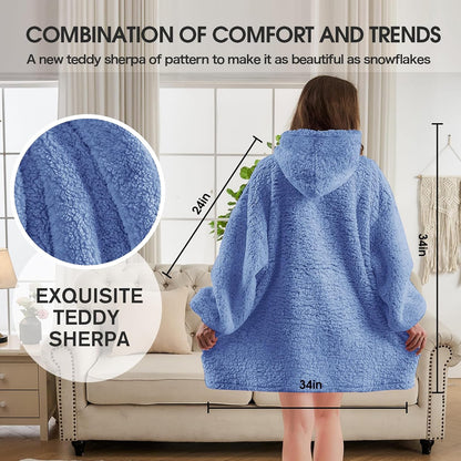 yescool Wearable Blanket Hoodie, Flannel Sherpa Fleece Blanket Sweatshirt for Adults Women Men,One Size Fits All - Colors A