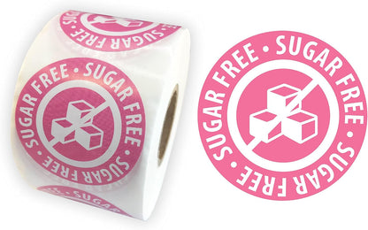 Sugar Free Stickers Food Rotation Labels 3.81cm 1.5 Inch Round Circle Dots 500 Adhesive Stickers (Pink)