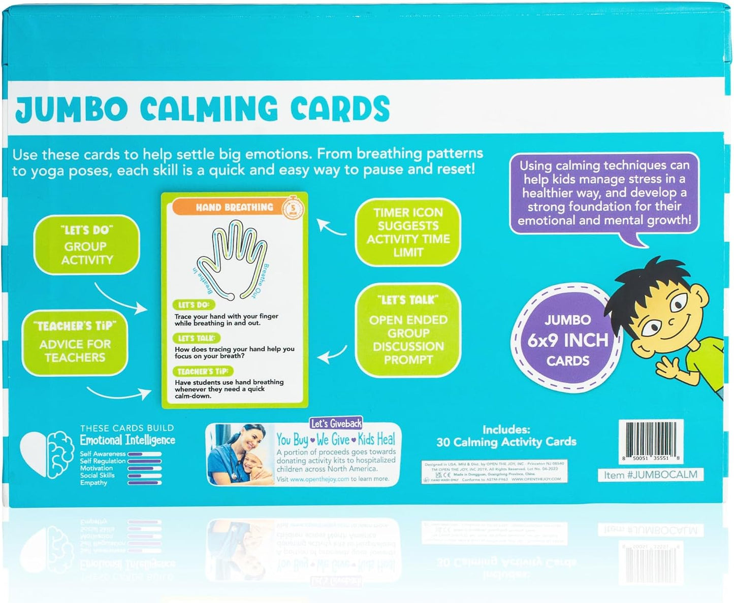 Open The Joy Jumbo Calming Cards, SEL Mindfulness Cards for Kids 3+
