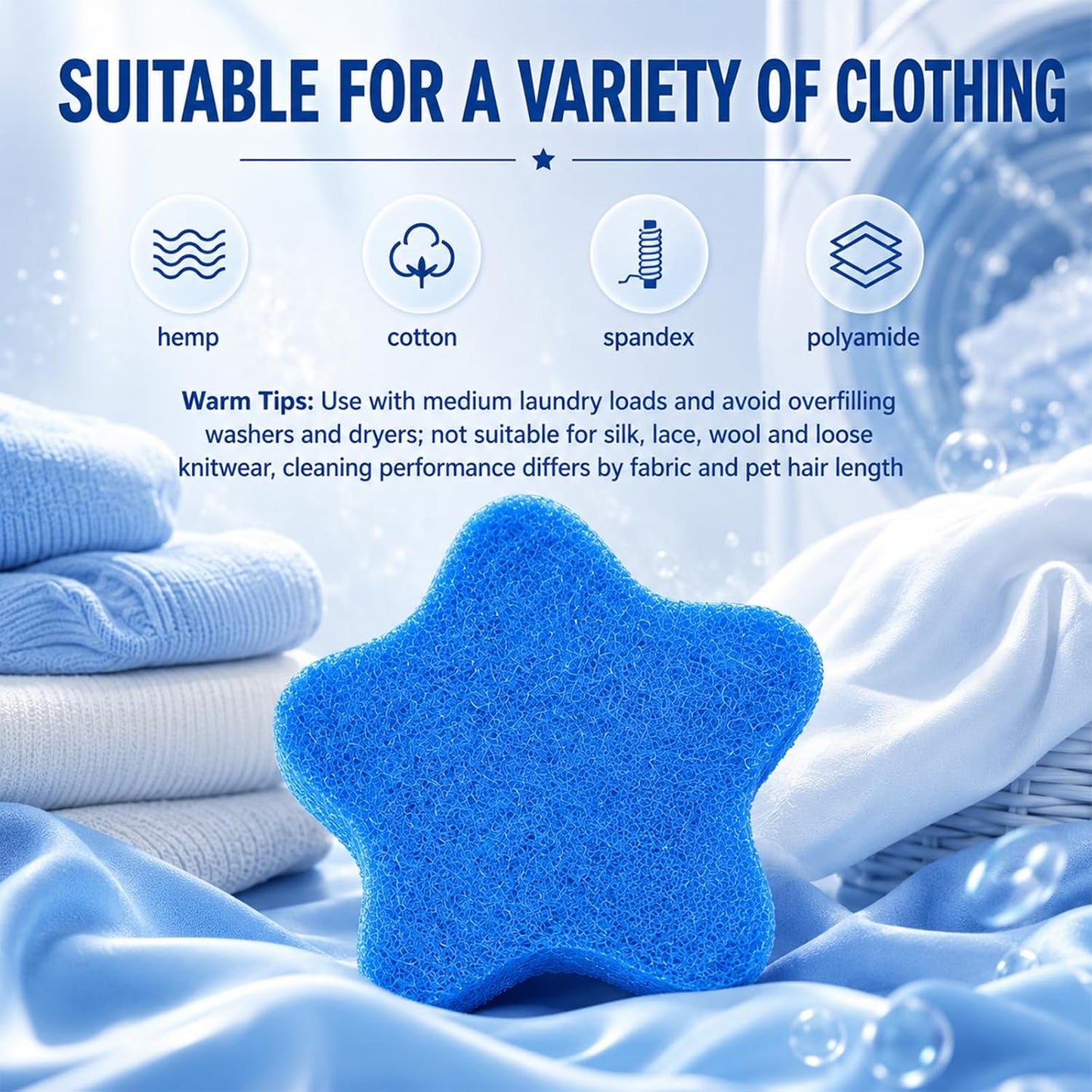 6 PCS Pet Hair Remover for Laundry, Reusable Catcher for Dog & Cat Hair, Fur, Lint & Dander, Gentle on Clothes, Suitable for Washing Machines & Dryers