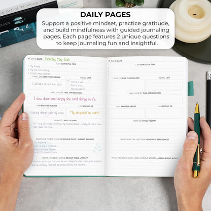 Clever Fox Self-Love Journal for Women, Gratitude, Positivity, Aquamarine | 6-month daily mental health journal with stickers, self-care, anxiety therapy, life & wellness planner for teens & adults