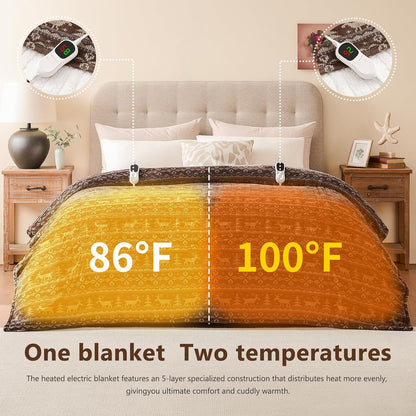 Homemate Heated Blanket Electric Throw - 50“x60“ Heating Blanket with 10 Fast Heat Levels 8 Hours Auto Off Soft Cozy Flannel Over-Heated Protection ETL Certification Keep Warming in Home | Throw with 10 Fast Heat Levels 8 Hours Auto Off Over-Heated