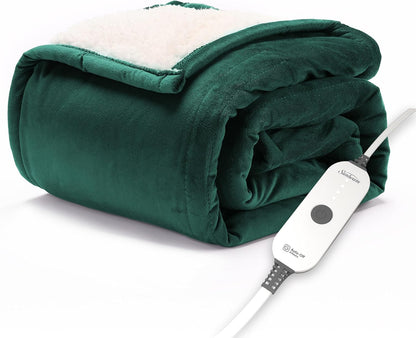 Sunbeam Electric Throw Royal Mink Sherpa Heated Blanket, 4 Heat Settings, 4-Hour Auto Shut-Off, Fast Heating, Luxurious and Ultra Comfy, Cabernet Color, 50" x 60"
