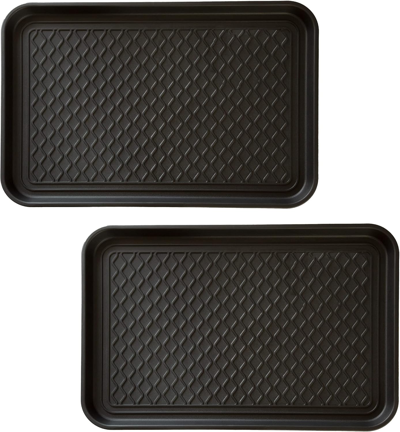 Stalwart All-Weather Outdoor or Indoor Boot Tray, Black | Weather-Resistant Hard Plastic Shoe Mat with Raised Edge for Deck, Patio, or Entryway Decor