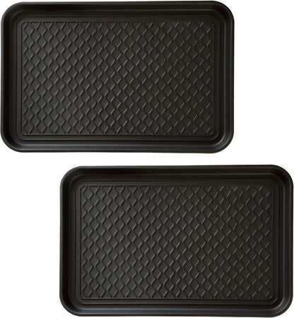 Stalwart All-Weather Outdoor or Indoor Boot Tray, Black | Weather-Resistant Hard Plastic Shoe Mat with Raised Edge for Deck, Patio, or Entryway Decor